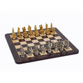 Medieval Chess Set w/ Pewter Pieces & Walnut Root Board - 16"
